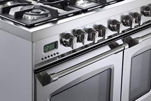 Verona VPFSGE365DSS 36" Prestige Series Freestanding Dual Fuel Range with Double Oven 5 Sealed Burners Oven Racks and Cast-Iron Grates in Stainless Steel