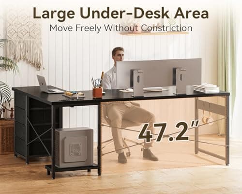 AODK L Shaped Gaming Desk with 4 Drawers, 61" Reversible Home Office Desks with Power Outlets, L Shaped Computer Desk with USB Charging Port and Host Stand, Corner Desk, Easy to Assemble, Black