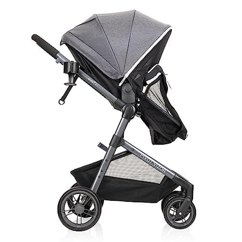Evenflo Pivot Vizor Modular Reversible Stroller Travel System with LiteMax Infant Car Seat, Available in 6 Modes, Chasse Black