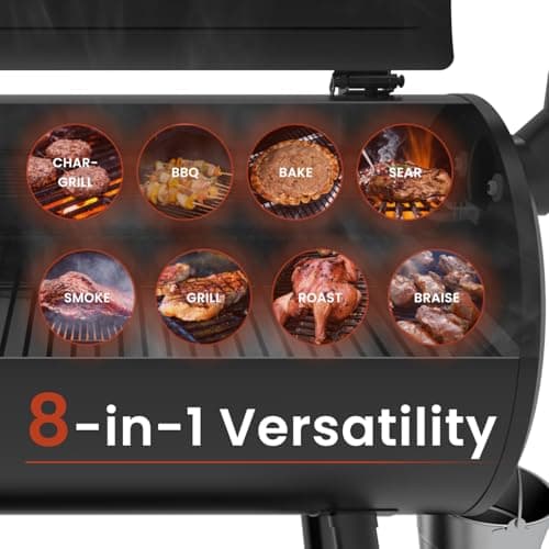 Z GRILLS ZPG 550B2 Wood Pellet Smoker, 8 in 1 BBQ Grill with Latest PID Technology LCD Controller, Auto Temperature Control, Meat Probe, 553 sq in Black
