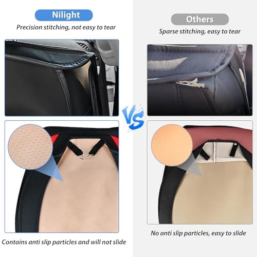 Nilight Car Seat Covers Custom Fit 2009-2024 F150 and 2017-2024 F250 F350 F450 Waterproof Wear-Resistant Leather Anti Slip Cushion Set (2PCS Front Seats Cover)