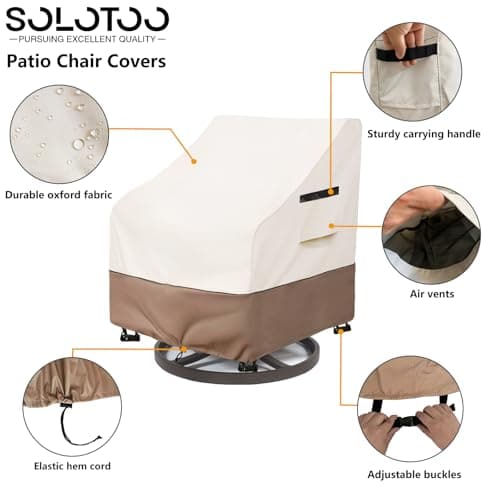 Patio Chair Covers Waterproof Patio Furniture Covers, 33W x 35D x 36H Inches Swivel Outdoor Chair Cover 2 Pack (Beige)