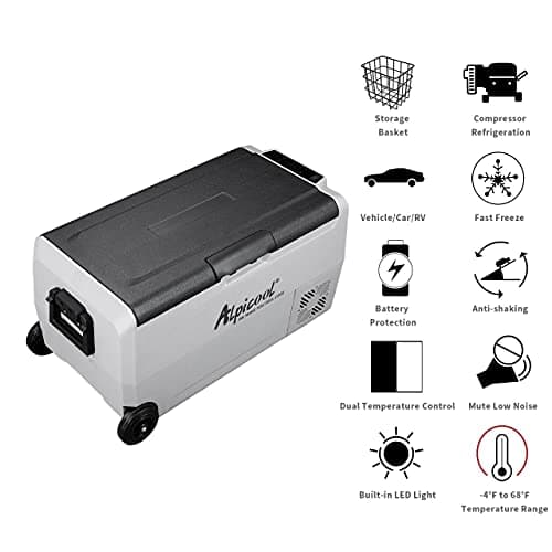 Alpicool T36 Dual Temperature Control 12 Volt Refrigerator 38 Quart Portable Car Fridge Freezer (-4°F~68°F) for Truck, RV, Boat, Camping and Travel