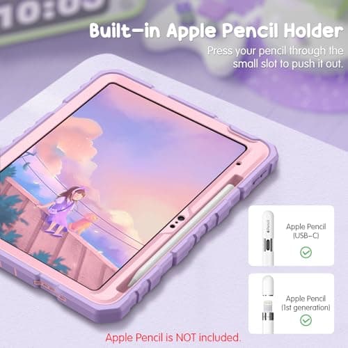 Fintie Kids Friendly Case for iPad (A16) 11th Generation 11 Inch (2025), iPad 10th Generation 10.9 Inch (2022), Fully-Body Rugged Heavy Duty Shockproof Protective Case with Kickstand, Purple