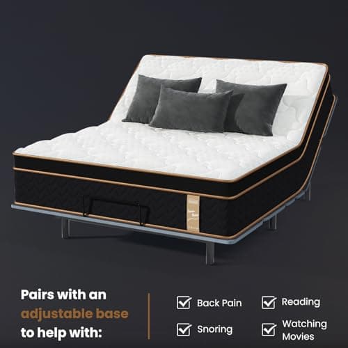 Queen Mattress, 14 Inch Plush Hybrid Mattresses with Gel Memory Foam, Fiberglass-Free Mattress in a Box, Individual Pocket Spring-Motion Isolation-Extra Edge Support, 365 Nights Trial,CertiPUR-US