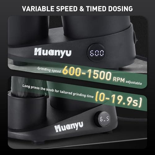 Huanyu Commercial Coffee Grinder Variable Speed Time Based Dosing Flat Burr Knob Control Professional Grinder with 8 Stepless Grinding Settings