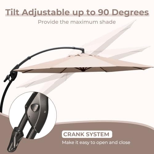 Grand patio 11FT Cantilever Umbrella with Base Outdoor Large Round Aluminum Offset Umbrella for Patio Garden Backyard (Champagne, 11 FT)