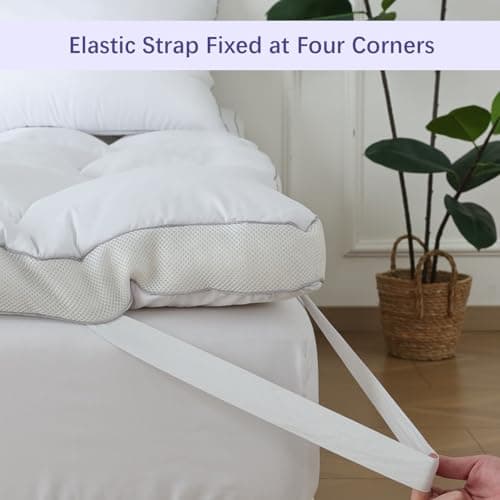 WhatsBedding Memory Foam Mattress Topper 2 Inch King, Pressure-Relieving Cooling Mattress Pad with Secure Strap Design for Back Pain, Soft and Supportive Bed Topper