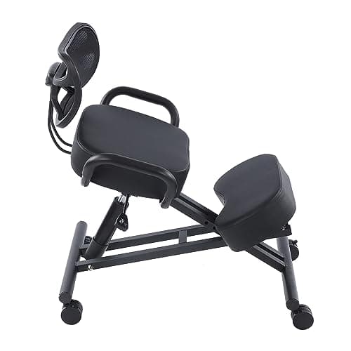 Ejoyous Kneeling Chair, Pneumatic Posture Correcting Knee Stool with Cushion Height Adjustable Rolling Orthopaedic Desk Stool for Banking Meeting Room Office Home Reception