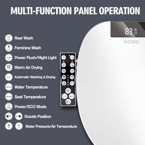 Bidet Toilet Seat Round, Unlimited Warm Water, Heated Toilet Seat, Warm Air Dryer, Rear and Feminine Washing, Soft Closed Toilet Lid, Night Light, Smart Toilet Seat with Bidet Requires Outlet