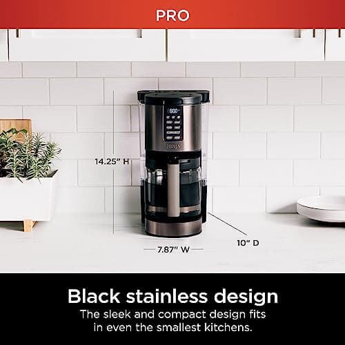 Ninja Programmable XL 14-Cup Coffee Maker PRO, 14-Cup Glass Carafe, Freshness Timer, with Permanent Filter, Black Stainless Steel, DCM201BK