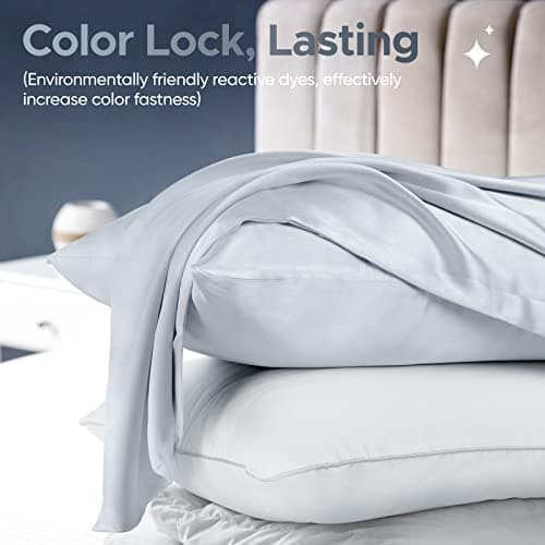 100% Pure Mulberry Silk Pillowcase for Hair and Skin - Allergen Resistant Dual Sides,600 Thread Count Silk Bed Pillow Cases with Hidden Zipper,2pc,Standard Size,Gray