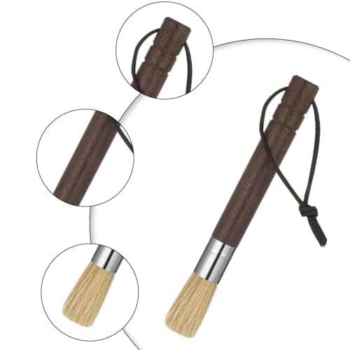 2 Pack Coffee Grinder Cleaning Brush, Coffee Brush with Wood Handle and Natural Bristles Brushes,Coffees Bar Accessories,Coffees Bar Espresso Grinder Brushes