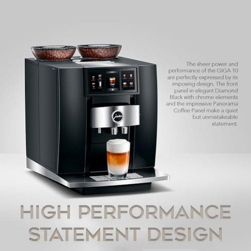 Jura GIGA 10 Automatic Espresso Machine (Diamond Black) Bundle with Water Stabilizer, Milk System Cleaner Mini-Tabs, Cleaning Tablets, Milk Containers, and Capresso Coffee Bean (6 Items)