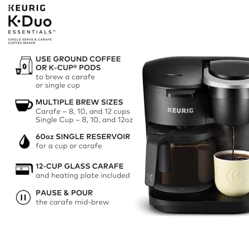 Keurig Coffee Maker, Essentials Single-Serve K-Cup Pod Coffee Maker, Black, w/Cleaning Cloth