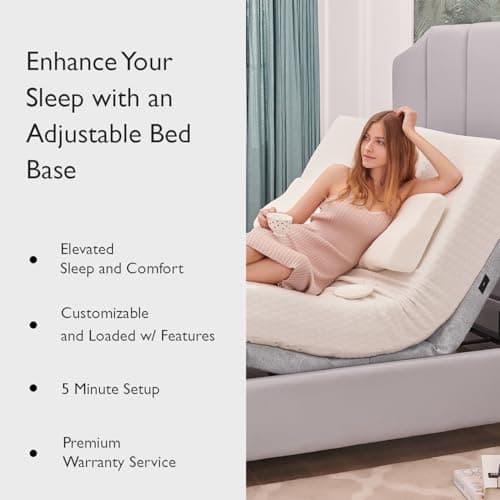 Premium King Adjustable Bed Base with 14 Inch Prime Gel Memory Foam Mattress, Premium Loaded Features