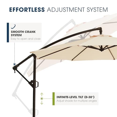 wikiwiki 10ft Patio Umbrella with Base Included, Outdoor Offset Cantilever Umbrella, Infinite Tilt, Crank and Cross Base, Beige