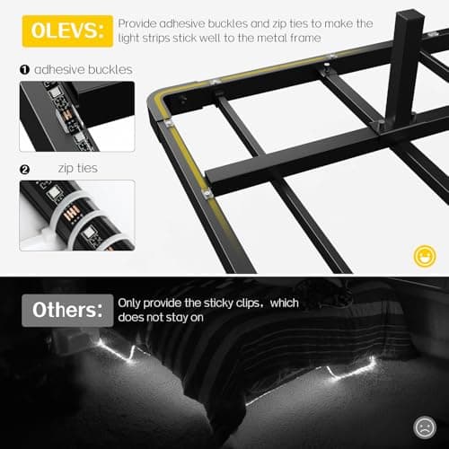 OLEVS Floating Bed Frame Full Size with Smart LED Lights and Charging Station - Modern Metal Platform Bed, Easy Assembly No Box Spring Needed