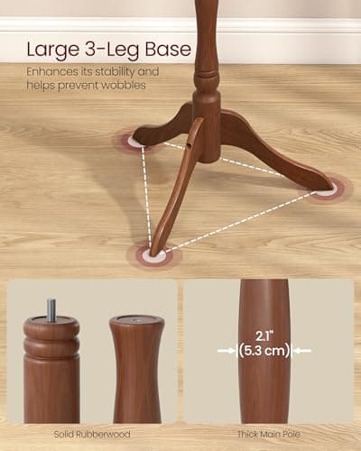 VASAGLE Coat Stand, Solid Wood Freestanding Coat Rack with 11 Hooks, Hall Tree for Bags, Purses, Hats, for Entryway, Hallway, Rubberwood, Caramel Brown URCR05WN