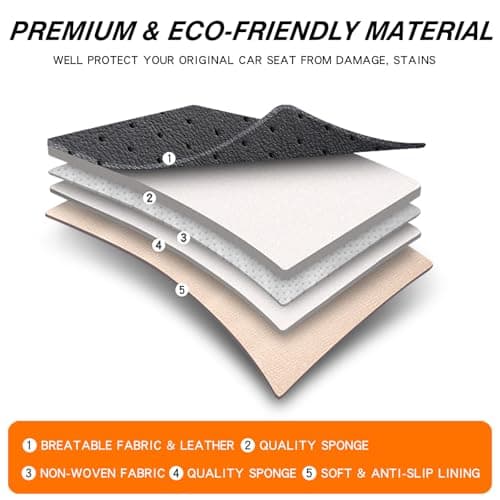 Car Seat Covers for Cars, Faux Leather Seat Covers for Cars SUV Super Breathable Universal Automotive Seat Covers Fit for Most Sedans Balck Brown