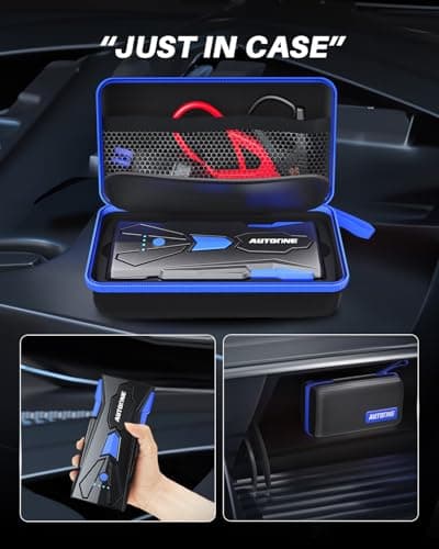 AUTOONE 6000A Car Battery Jump Starter Up to All Gas & 12L Diesel Engine, Car Battery Jumper Starter Portable 12V Jump Box with USB Output, Storage Case, LED Flashlight