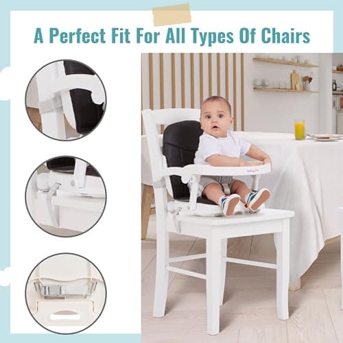 Dream On Me Munch N Go Booster Seat for Dining Table, Lightweight Compact Fold Travel Booster Seat, 3-in-1 Convertible, Four Level Height Adjustment and Easy Tray Removal