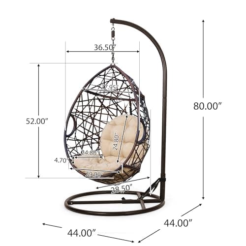 Christopher Knight Home CKH Wicker Tear Drop Hanging Chair, Brown