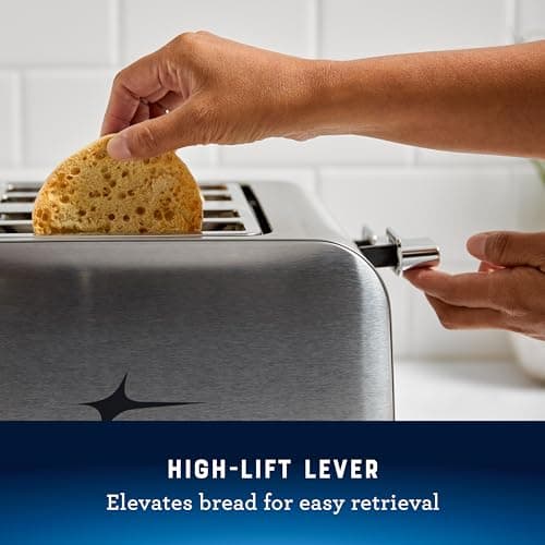 Oster 4 Slice Toaster, With 7 Browning Settings, Extra Wide Slots For Bagels and Special Breads, Removable Easy-to-Clean Crumb Tray, Cancel/Defrost/Bagel, Stainless Steel
