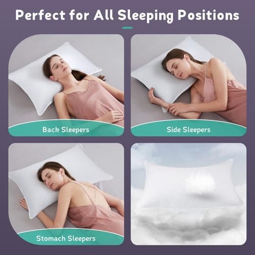 White Goose Down Pillow Luxury Hotel Bed Pillow with 100% Natural 900+Fill Power, Natural Goose Feather Pillow for Sleeping, 700TC Cotton Shell, Standard Size- Medium, 1 Pack