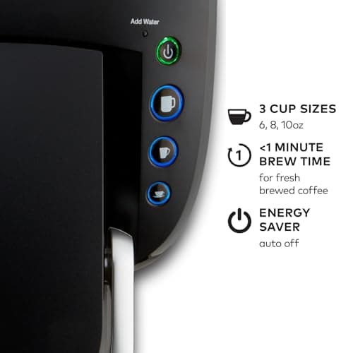 Keurig K-Compact Single-Serve K-Cup Pod Coffee Maker, with 3 Brew Sizes, Smart Start Feature, 36oz Removable Reservoir, Black