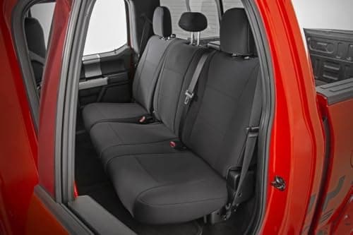Rough Country Neoprene Seat Covers for Ford F-150 (2015-25)/F-150 Lightning (2022-24)/Super Duty (2017-25) w/Bench Seats - Waterproof & UV Resistant, Foam Padded, Front & Rear Set