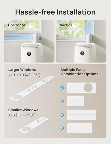 Dreo Portable Air Conditioners, 8000 BTU ASHRAE (5000 BTU DOE) Smart AC Unit for Bedroom with Drainage-free Cooling, 45dB Quiet, APP/Voice/Remote, Portable AC for Room Indoors, AC318S