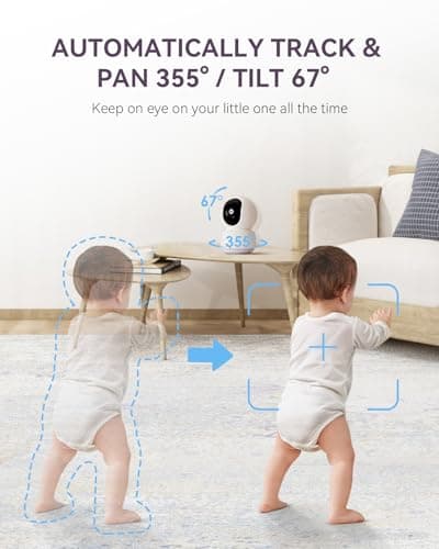 Smart WiFi Baby Monitor - 5" 1080P Split Screen & 2K Camera App Control, Motion Alerts, Sound Detection, HD Night Vision, 5050mAh Battery, 2-Way Talk, Multi-User, Triple Security, 1600ft Range
