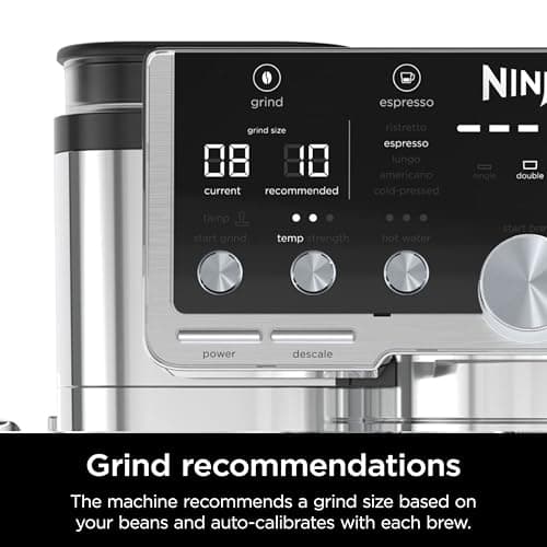Ninja Luxe Café Pro Series, Espresso Machine, Drip Coffee, Cold Brew, Hot Water, Integrated Tamper, Built-in Grinder, Hands-Free Frother for Cappuccinos, Lattes, Americanos, Dairy or Non-Dairy, ES701