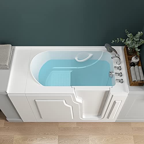 FerdY Floridian 52" Walk-in Bathtub with Right-Side Door Opening and Quick Fill and Drain System, Rectangular Soaking Bathtub in White