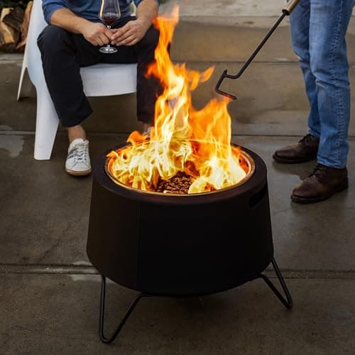 20-Inch Smokeless Social Fire Pit, Portable Outdoor Fire Pit with Removable Ash Base, Stand & Cloth Cover – Modern Wood Burning Fire Pit for Patio, Backyard, and Gatherings
