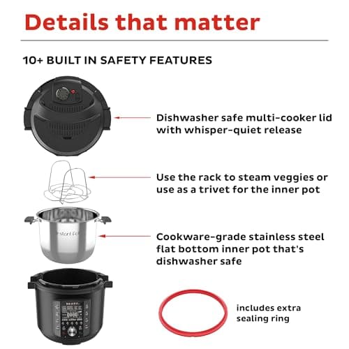 Instant Pot Pro 10-in-1 Pressure Cooker, Slow Cooker, Rice/Grain Cooker, Steamer, Sauté, Sous Vide, Yogurt Maker, Sterilizer, and Warmer, Includes App With Over 800 Recipes, Black, 6 Quart