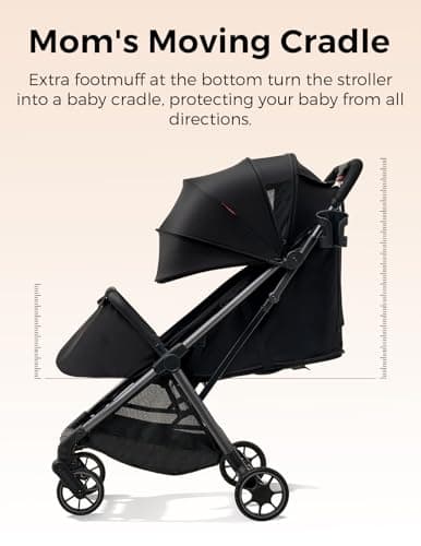 Momcozy ClickGo Lightweight Stroller, Compact Travel Stroller for Airplane with One-Click Fold, Baby Stroller and Toddler Stroller with Large Canopy for Kids from 0 Months, Extendable UPF50+ Canopy
