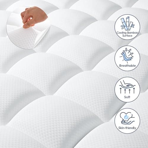 ELEMUSE Queen Size Dual Layer 3 Inch Memory Foam Mattress Topper, 2 Inch Cooling Gel Memory Foam and 1 Inch Thick Soft Pillow Top Mattress Pad Cover for Back Pain Relief, Bed Topper for Side Sleep