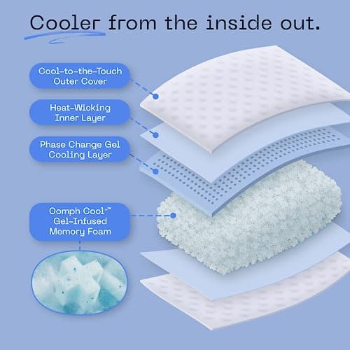 Coop Home Goods Cool+ Crescent Adjustable Pillow, Queen Size Plus Shaped Memory Foam Pillows with Cooling Gel, Neck Support, Back or Side Sleeper Pillow, CertiPUR US/GREENGUARD Gold
