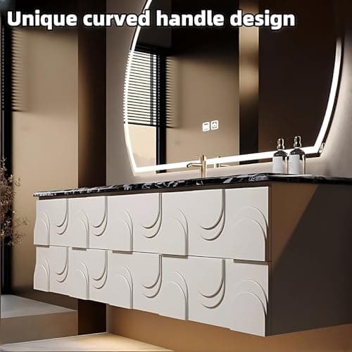 Bathroom Vanity with Sink - Elegant Bathroom Sink Cabinet, Floating Vanity with Smart Anti-Fog Mirror, Multi-Layer Thick Solid Wood Material - Complete Accessories (White, 40")