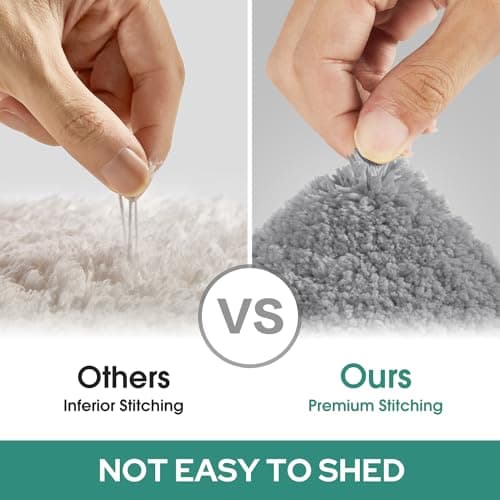 HOMEIDEAS Bathroom Rugs Sets 3 Piece, Super Soft and Absorbent Non Slip Microfiber Toilet Bath Mat with U-Shaped (Grey)