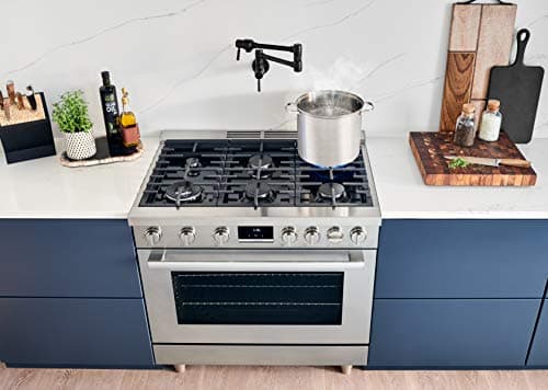 Bosch 800 Series 36 in. 3.5 cu. ft. Industrial Style Gas Range with 6-Burners in Stainless Steel HGS8655UC