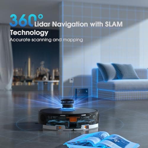 Robot Vacuum and Mop Combo, Mapping Robotic Vacuums Cleaner with LiDAR Navigation Smart & Strong Suction, WiFi/App/Alexa/Voice Control, Obstacle Avoidance, for Home, Wood/Hard Floors, Pet Hair -Grey