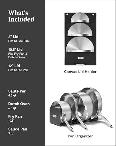 Caraway Stainless Steel Cookware Set (12 Piece) - 5-Ply Stainless Steel Pots & Pans - Includes Fry Pan, Sauce Pan, Sauté Pan, Dutch Oven, & Storage - Non Toxic, PTFE & PFOA Free