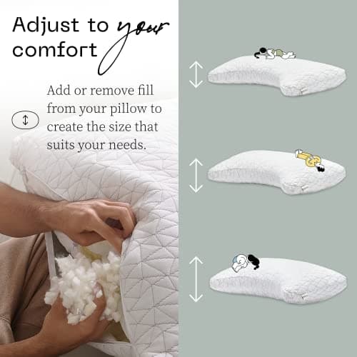 Coop Home Goods Original Crescent Adjustable Pillow, Queen Bed Pillows for Shoulder, Neck & Head Support, Crescent Foam Pillows - Medium Firm for Back & Side Sleeper, CertiPUR-US/GREENGUARD Gold
