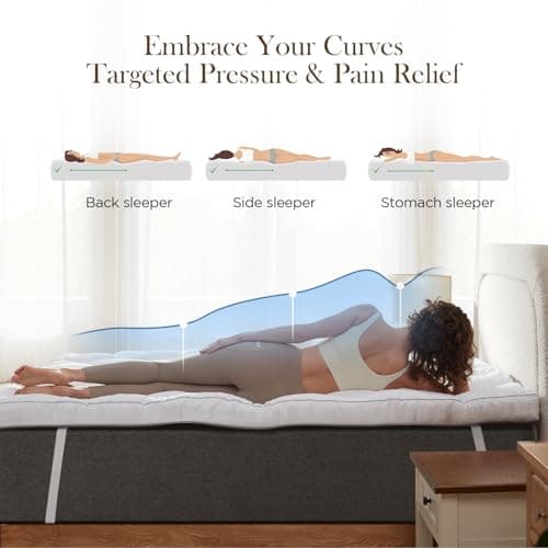 Decroom 3 Inch Memory Foam Mattress Topper Queen Size for Back Pain Relief, Thicked Down Alternative-Lined Mattress Pad，Filled with Breathable & Soft Memory Foam Pillow Top, 80x60x3 Inch