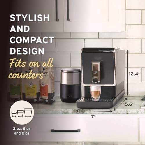 Tchibo Automatic Espresso & Coffee Machine Bundle with Built-in Grinder, Comes With 3 x 12 oz. Bags of Whole Bean Coffee, Red