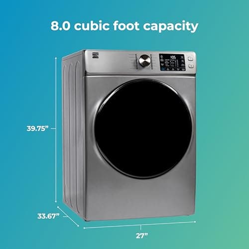 Kenmore 2682273 Front Load Electric Dryer with Steam, Wrinkle Guard, Energy Saver, Smart Sensor Drying System, 8.0 cu. ft. Total Capacity, Metallic Silver