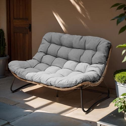 Crestlive Products Outdoor Loveseat 3 Pieces, 2 Seater &1 Seater Outdoor Sofa Set,All-Weather Boho Rattan Patio Furniture with Soft Cushion for Balcony, Poolside, Backyard (Dark Gray Without Table)